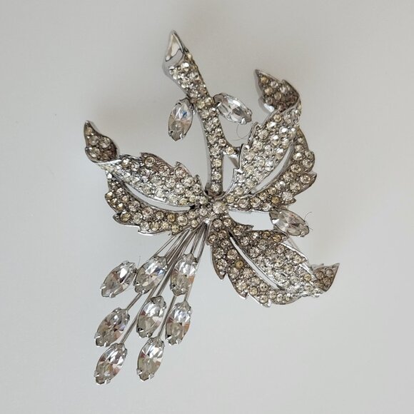 EARLY 1950 RARE VINTAGE BOUCHER FOR AVON OF BELLEVILLE RHINESTONE FLOWER BROOCH - Picture 3 of 9